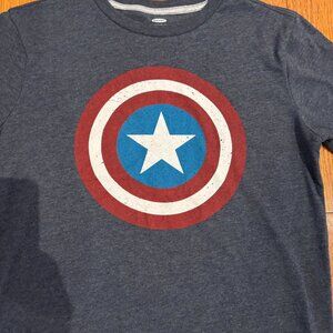 Old Navy Youth Marvel Captain America Shield Graphic T-Shirt Blue Gray Size XL